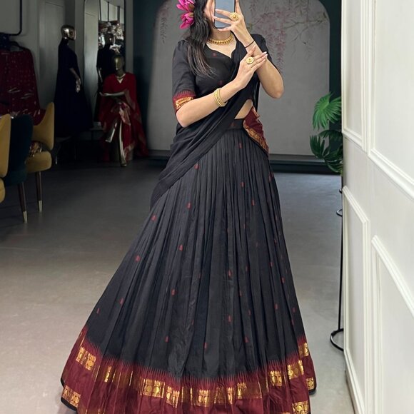 CHANDERI COTTON LEHENGA CHOLI - Picture 6 of 15